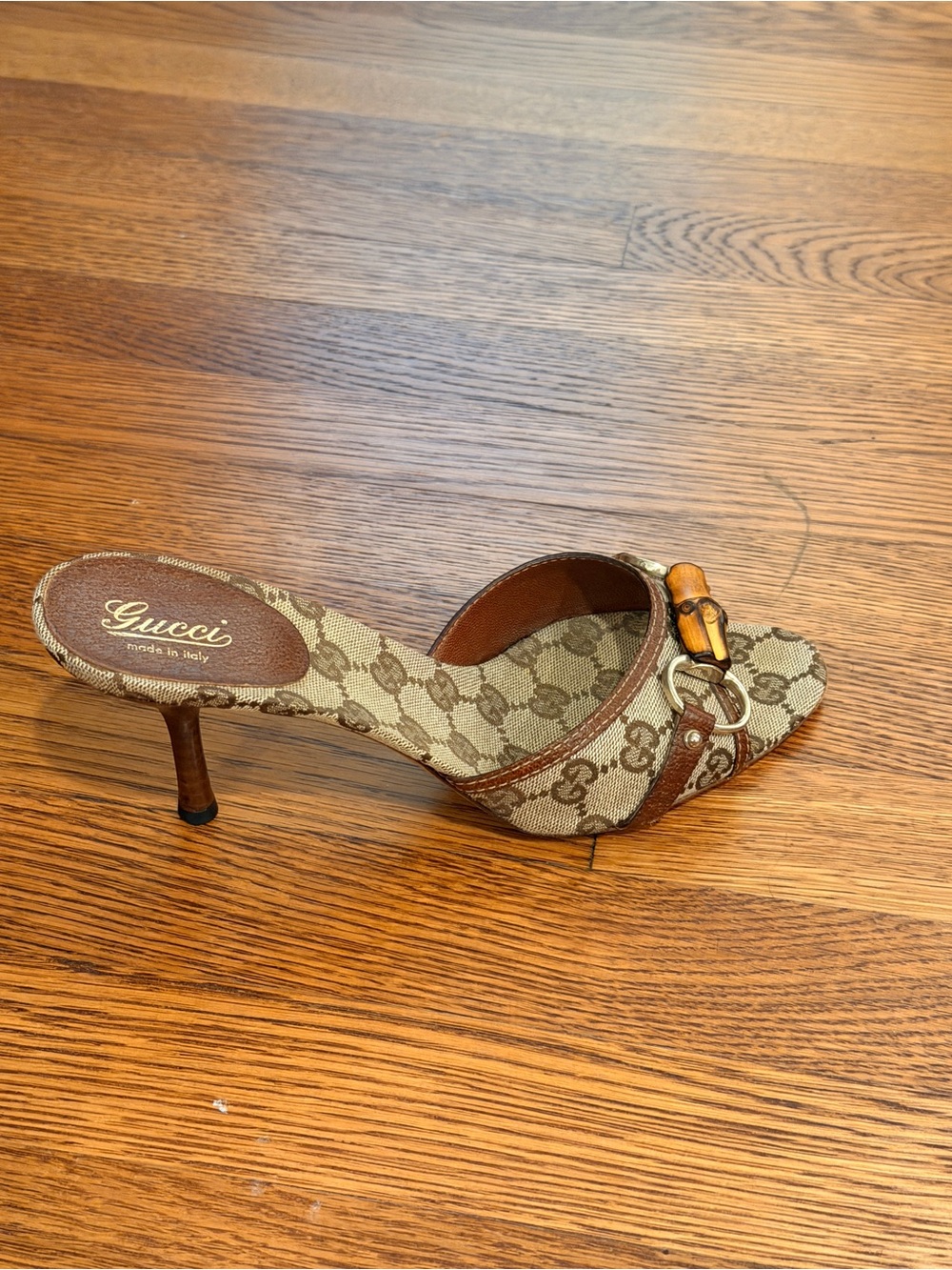 Gucci Authentic Cinghiale GG Monogram Mule Sandals Slides  with Bamboo Horsebit - Picture 4 of 16